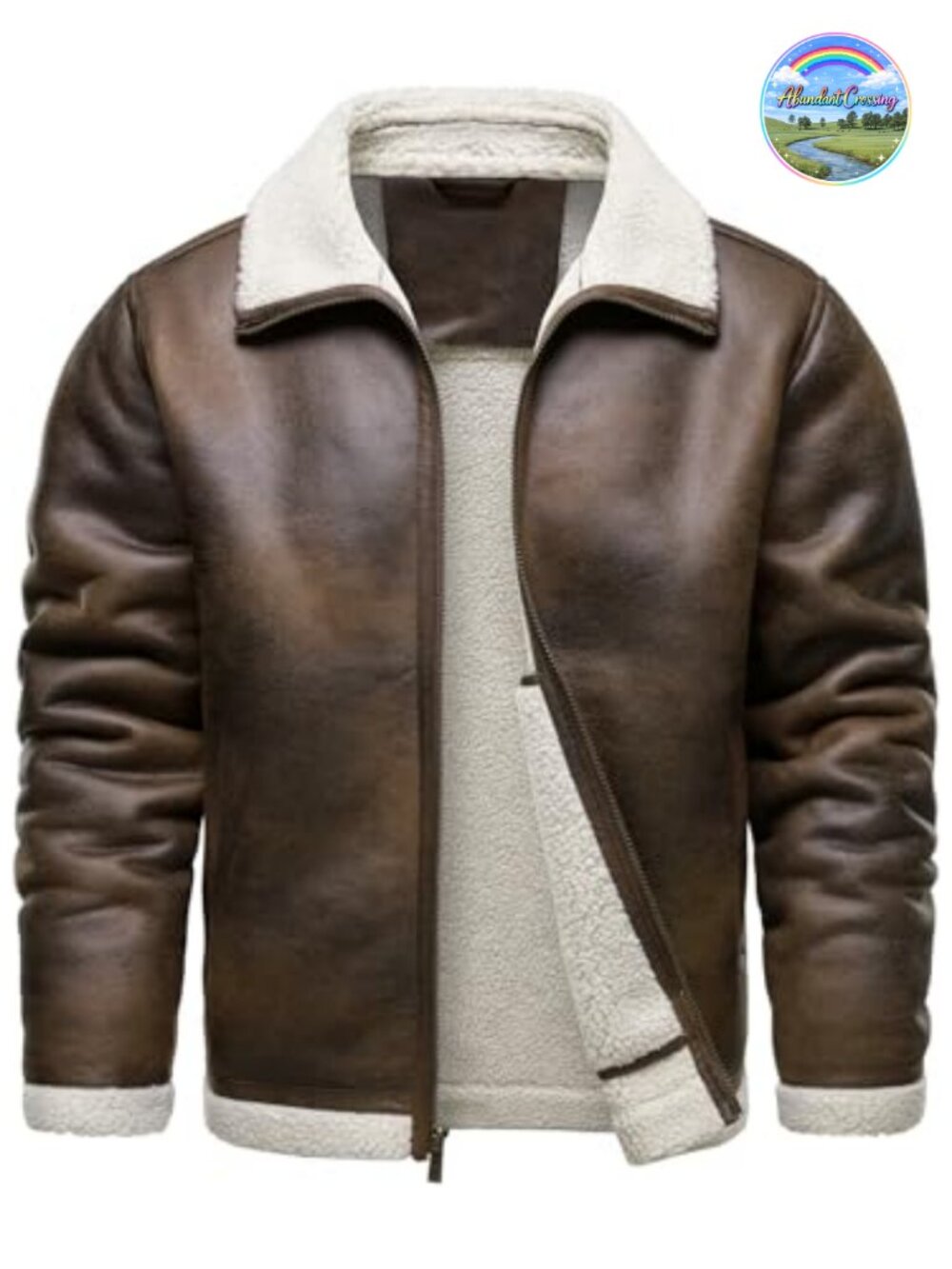 Men's Vintage Faux Leather Bomber Jacket Faux Shearling Lined Winter Coat
